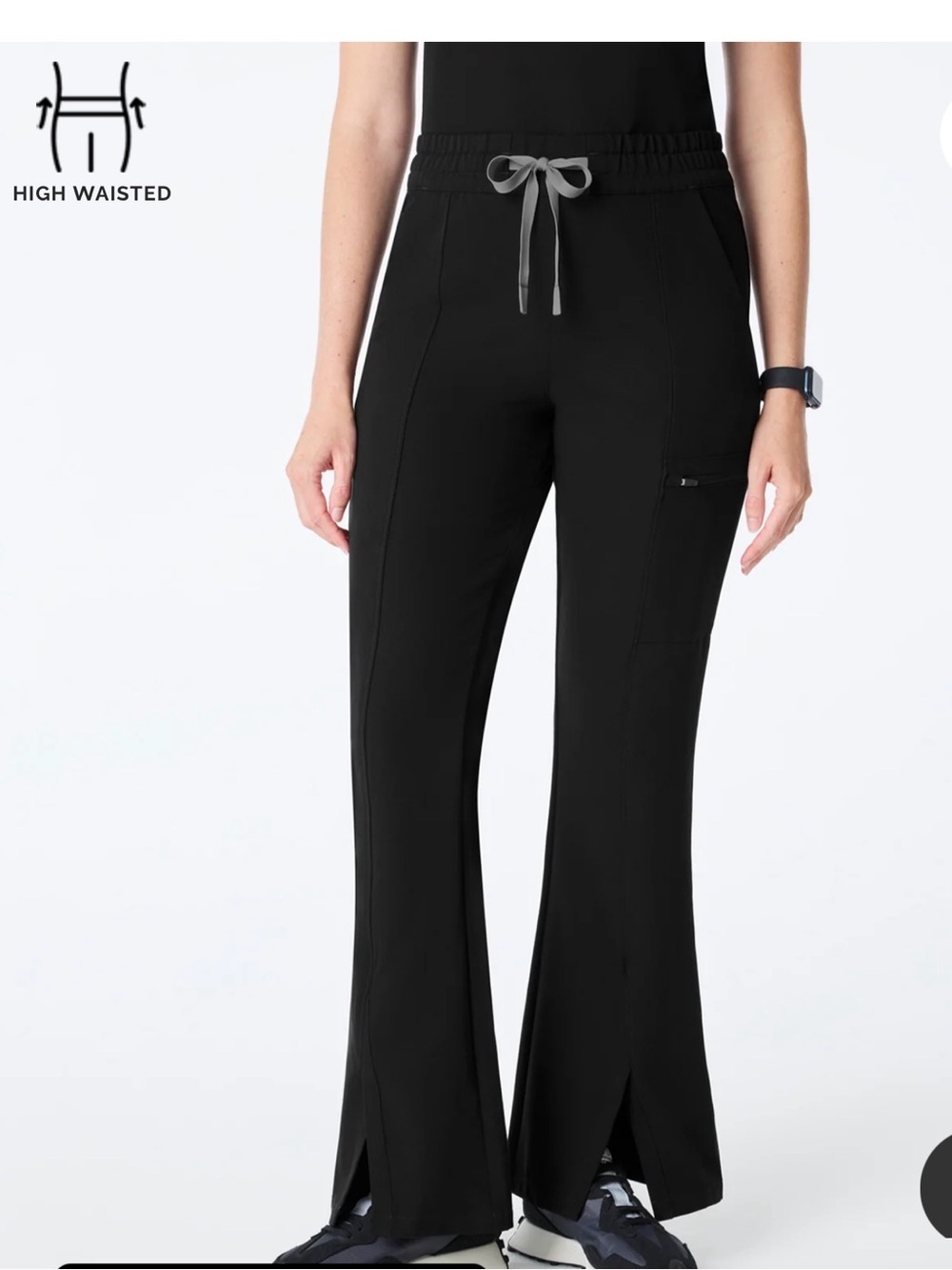 NWT FIGS Montex Scrub Top + High Waisted Montal Flare Pants Set XL Black - Picture 2 of 4